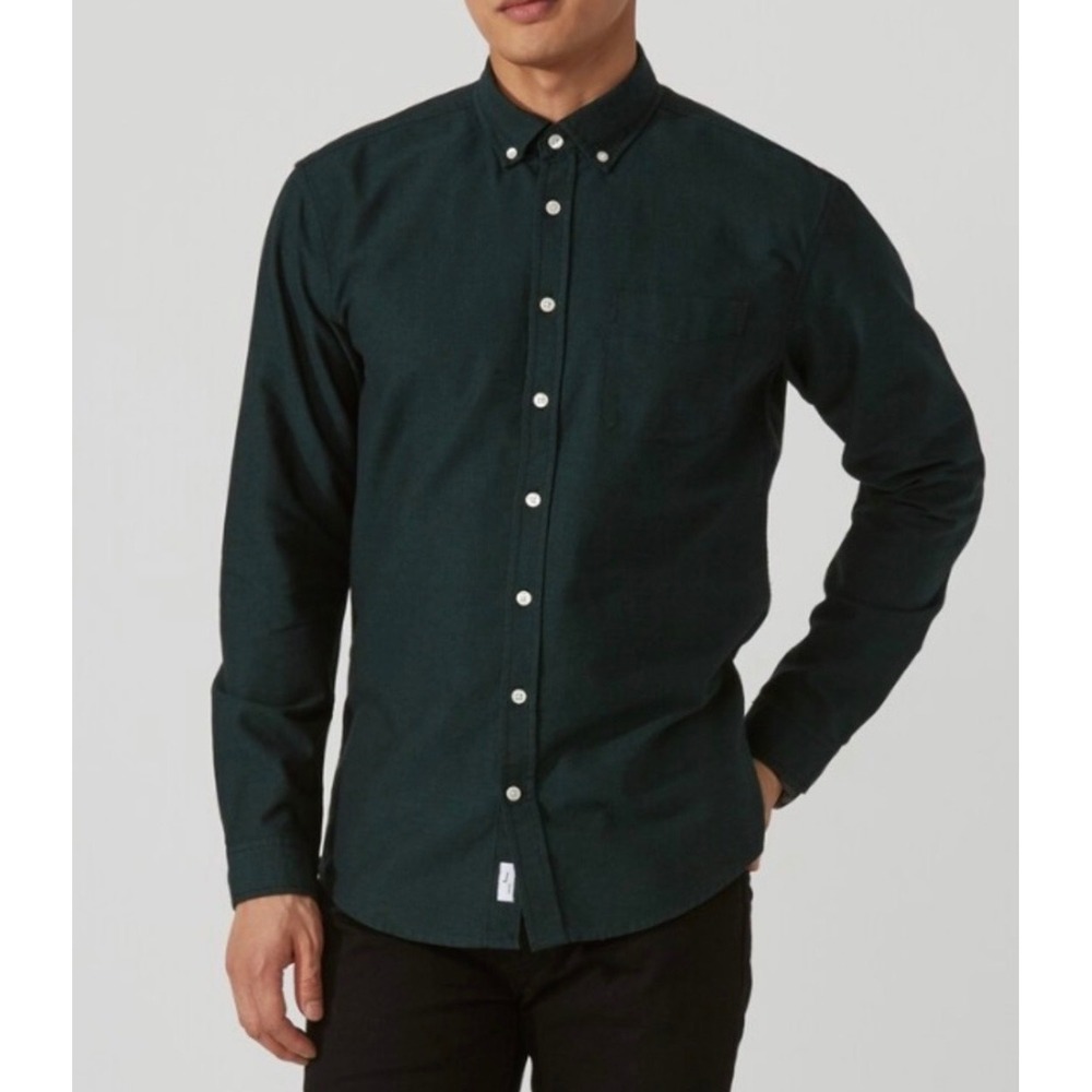 Frank And Oak Men's Jasper Oxford Shirt – Long Sleeve, Dark Green